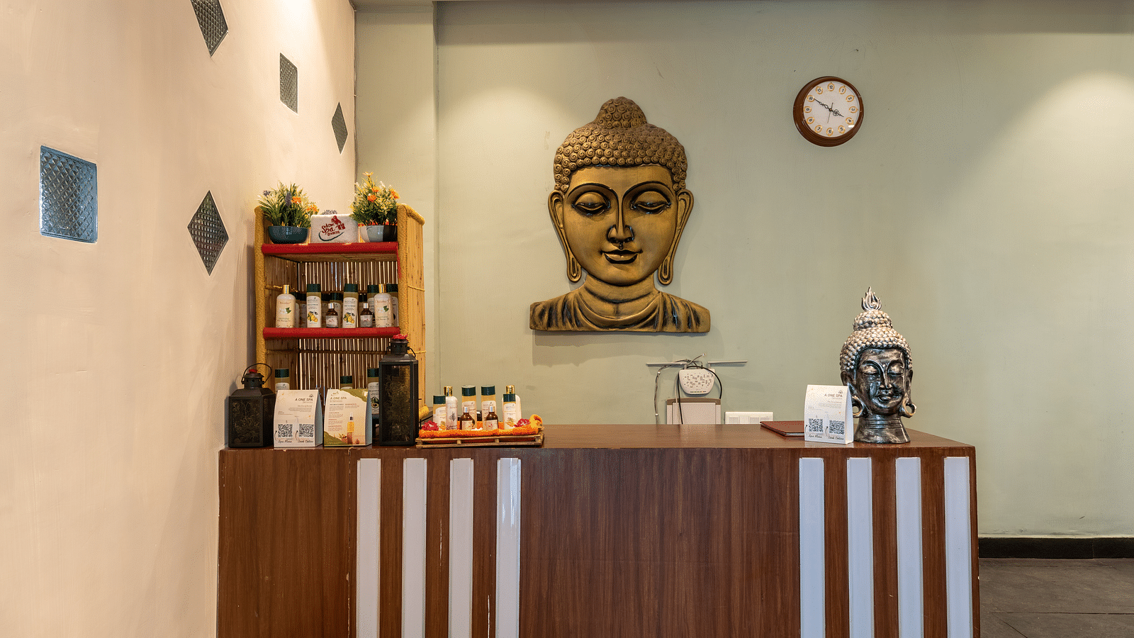 Reception desk at the spa at DLS Highland Resort and Spa, Mussoorie.